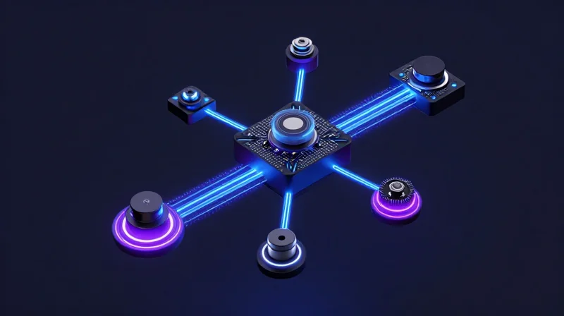 Sensor Fusion: Bridging Hardware and Software Conceptual 3D visualization of sensor fusion with data streams connecting components
