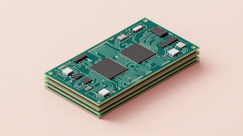 Strategic Stack-up Design for Signal Isolation Isometric 3D view of a multi-layer PCB stack-up showing distinct copper and dielectric layers