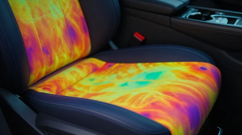 Understanding Thermal Management in Seat Heating Systems Thermal imaging view of an automotive seat heater surface showing heat distribution patterns