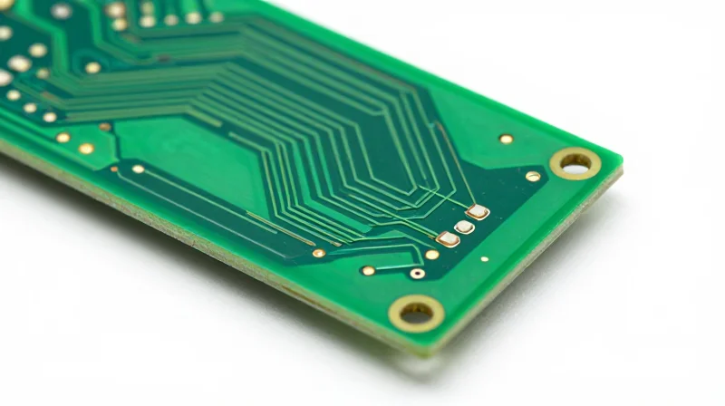 Power Distribution Network Optimization Close-up of a high-current PCB layout showing thick copper traces