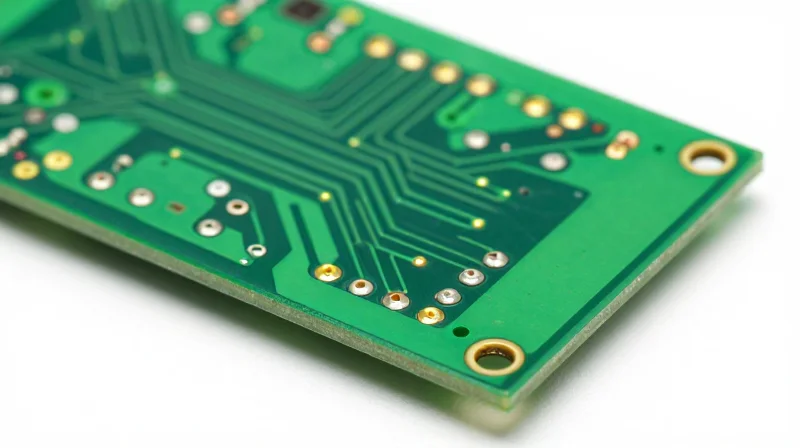Anatomy of a Failure: Why Standard PCBs Fall Short A macro shot of a green printed circuit board with visible solder joints and traces.