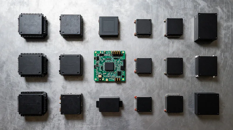 Case Study: Redesigning for Resilient TCU Architecture Top-down view of a complex automotive PCB surrounded by heat sinks and protective casing components.