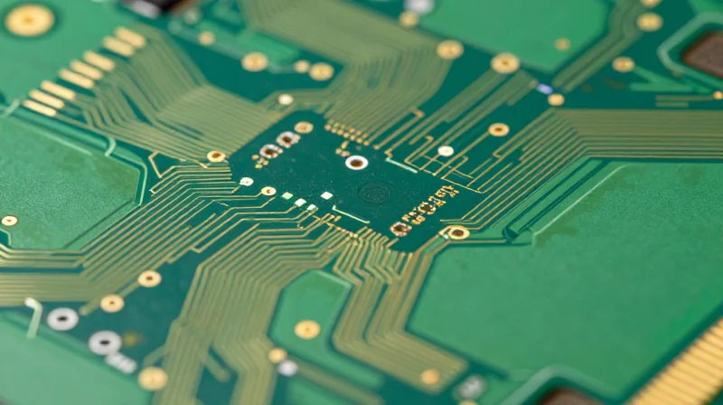 Advanced PCB Materials for 5G and V2X High-tech circuit board detail showing advanced substrate materials for 5G connectivity