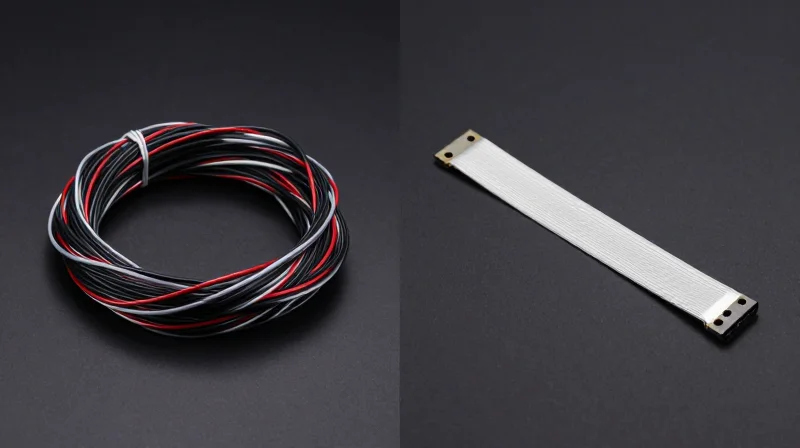 Comparative Analysis: Space Optimization and Form Factor Side by side visual comparison of bulky wire bundles versus compact flat PCB ribbons