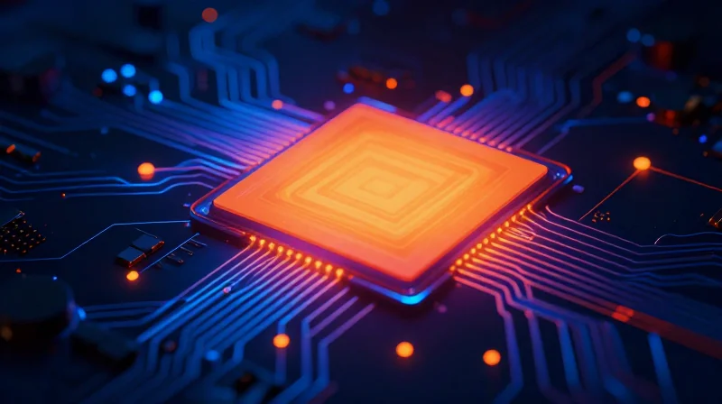 Thermal Management in Small Form Factors An abstract thermal visualization of a wearable device showing heat dissipation patterns