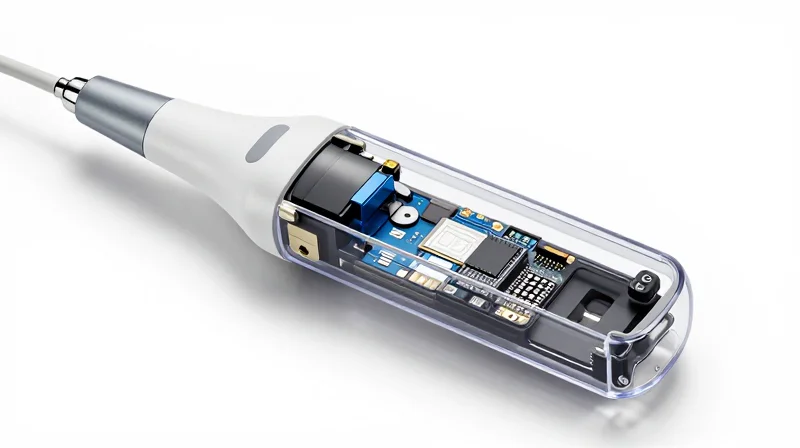 Shrinking the Footprint: Why Density Matters A sleek modern portable ultrasound device displaying complex internal circuitry miniaturization.