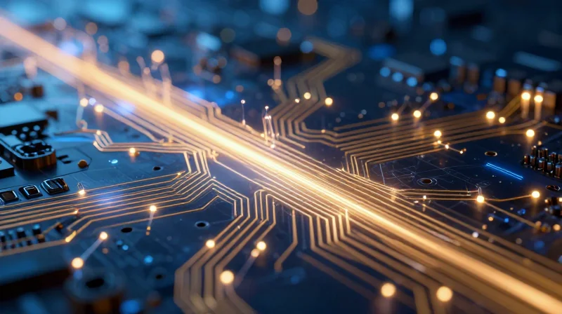 Enhancing Image Clarity Through Superior Signal Integrity Abstract representation of clear, fast data transmission through high-density circuit pathways.