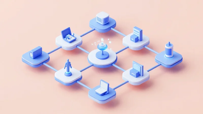 Evaluating Supply Chain Resilience and Component Traceability Isometric view of a complex interconnected global supply chain network