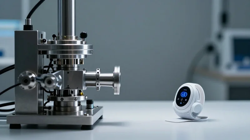 The Evolution of Glucose Meter Architecture A time-lapse representation showing the transition from a bulky, clinical-grade medical machine to a tiny, sleek wearable device.