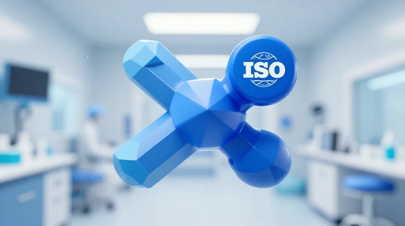 The Critical Role of ISO 13485 Certification A professional medical certification badge icon with glowing connectivity lines representing quality management systems.
