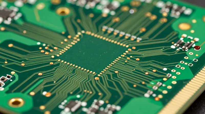 High-Density Interconnect (HDI) Capabilities Macro view of a high-density interconnect PCB showing intricate micro-vias and dense component circuitry.