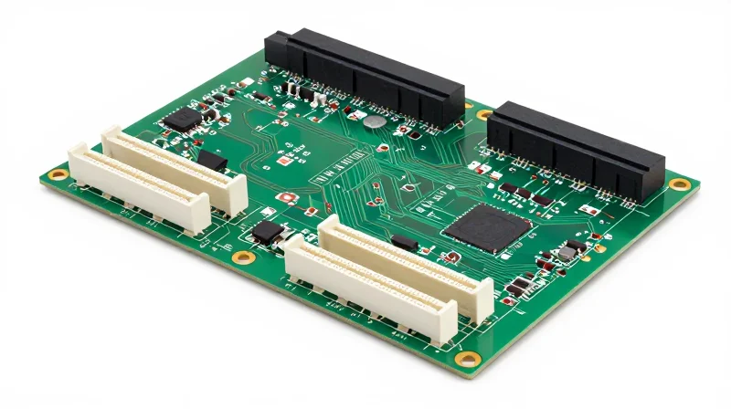 A high-quality, complex printed circuit board designed for high-voltage applications, shown from a top-down perspective.
