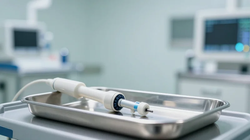 The High Cost of Surgical Imaging Downtime A high-tech surgical imaging probe resting in a sterile operating room environment