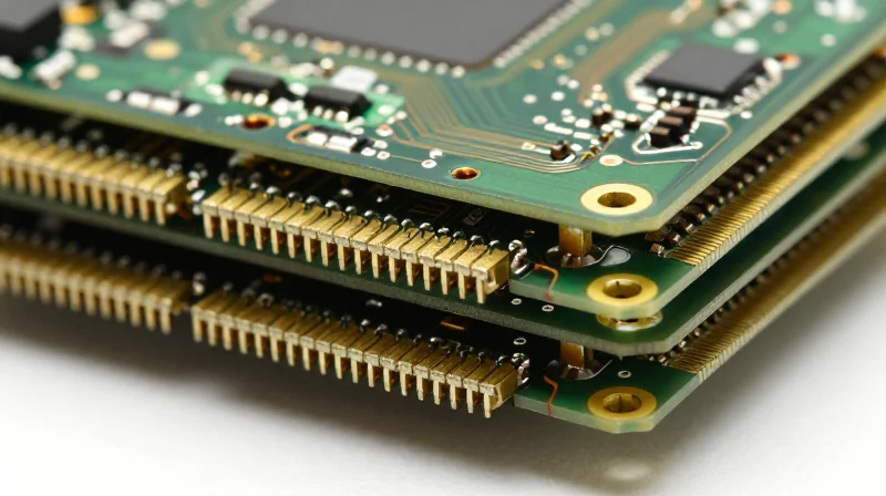 Evaluating Advanced Signal Integrity and Material Selection Close-up of a high-tech PCB material layers reflecting professional engineering precision.
