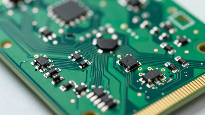 The Anatomy of a High-Precision Medical PCBA Top-down view of a high-precision medical grade PCBA board with intricate traces and electronic components