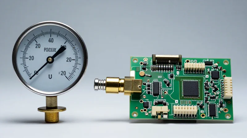 The Evolution of Blood Pressure Monitoring Hardware An artistic evolution showing a classic analog mercury gauge transitioning into a sleek digital circuit board component