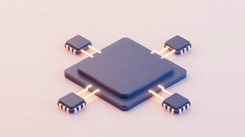 The Rise of Digital Processing Architectures Isometric 3D representation of a modern System-on-Chip architecture on a circuit board
