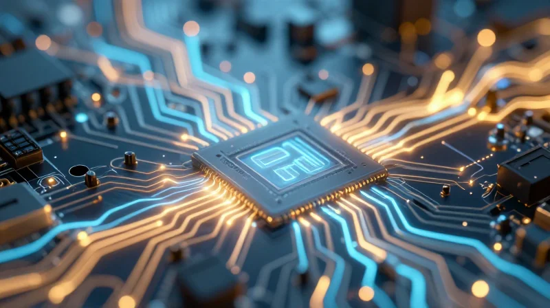 The Direct Link Between HDI Design and Battery Efficiency 3D visualization of electrical current flowing through a compact PCB path.