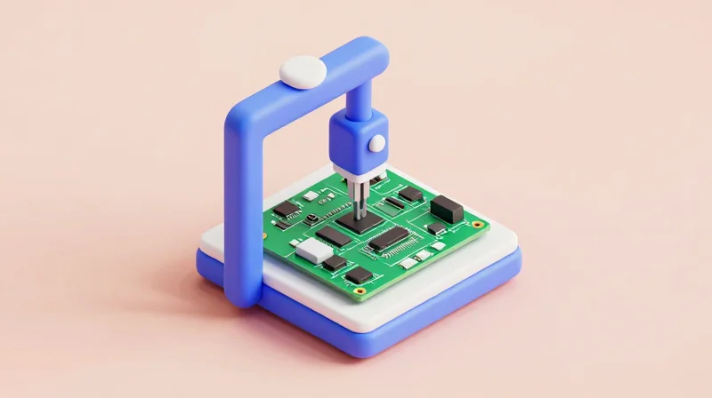 Overcoming Manufacturing Challenges with HDI Isometric view of a modern electronics fabrication setup with micro-modules.