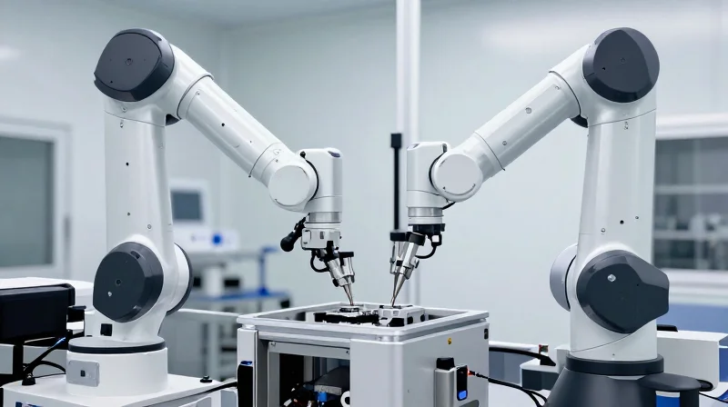 The Evolution of Medical Device Manufacturing Modern clean room facility showing advanced robotic assembly of medical devices