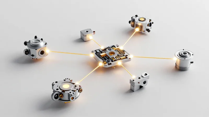 The Strategic Importance of Early-Stage DFM An abstract 3D visualization representing the strategic integration of manufacturing design principles in early medical device development.