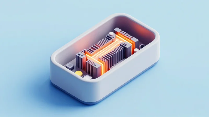 Thermal Management within Sealed Enclosures A cross-section illustration showing thermal paths and heat dissipation in a sealed, hermetic medical device housing.