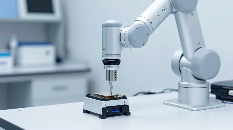 The Role of Automation in Medical Box Builds A precision robotic arm performing delicate assembly work in a clean-room environment for medical instrumentation.