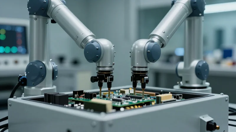 The Importance of Quality Certifications A conceptual image representing professional industrial quality assurance and testing equipment in a clean manufacturing environment.