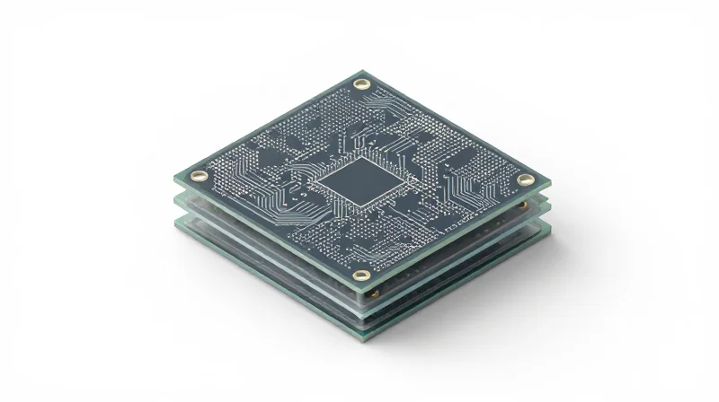Advanced DFM for Micro-Via and Pad Design Isometric view of micro-vias and pads within a layered PCB structure.