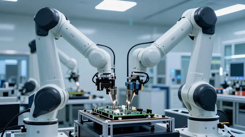 Evaluating Manufacturing Capacity and Scalability Conceptual visualization of a high-tech manufacturing assembly line