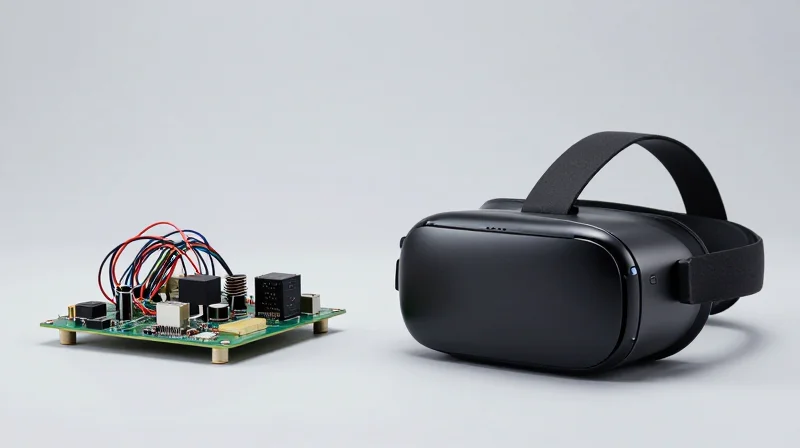 The Evolution of Spatial Computing Hardware Requirements Abstract representation of the transition from bulky hardware to sleek modern VR headsets