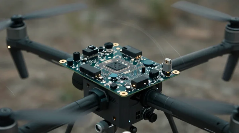 Understanding the Operational Environment A close-up of a drone flight controller module showing stress patterns and mechanical vibrations