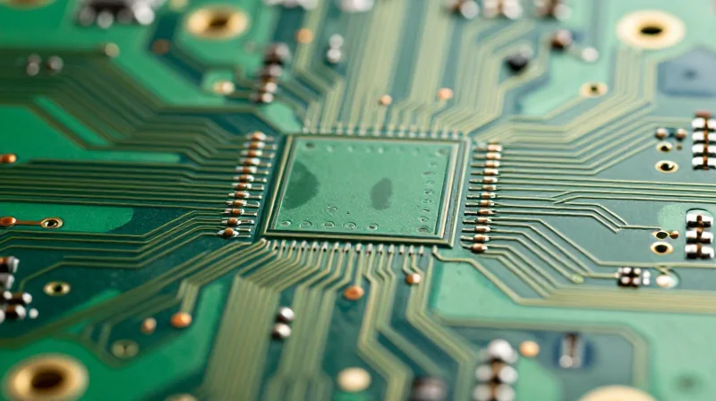 Optimizing Copper Weight and Trace Integrity Close up macro view of high-quality gold and copper traces on a circuit board