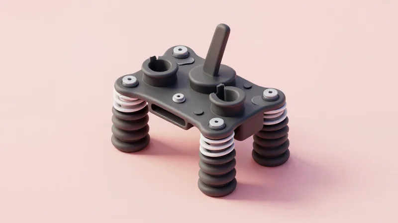Advanced Mechanical Mounting and Vibration Damping Isometric view of a mechanical vibration damping system for electronics