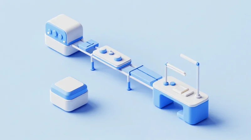 Case Study: Scaling Smart Lighting from Lab to Market Isometric 3D representation showing a transition from a small laboratory device to a scaled-up product.