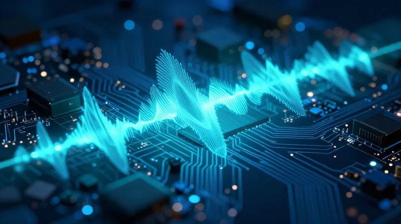 Understanding the DFM-Wireless Nexus Abstract digital visualization of electromagnetic waves interacting with a circuit board