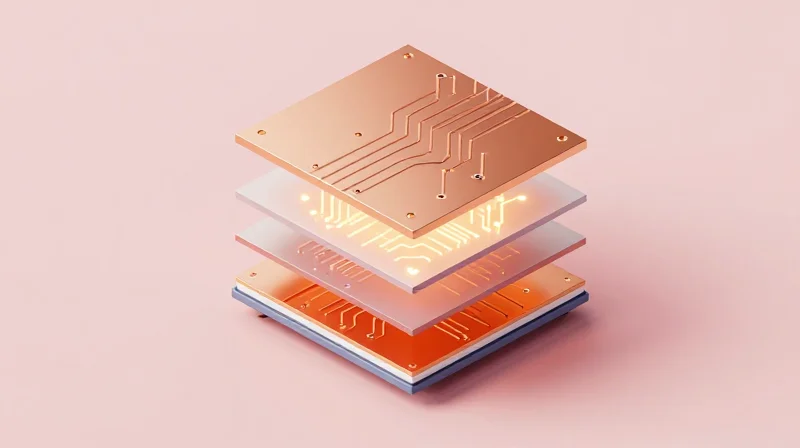 Strategic Layer Stack-up Design for EMI Shielding Conceptual representation of a multi-layer PCB stack-up with copper planes
