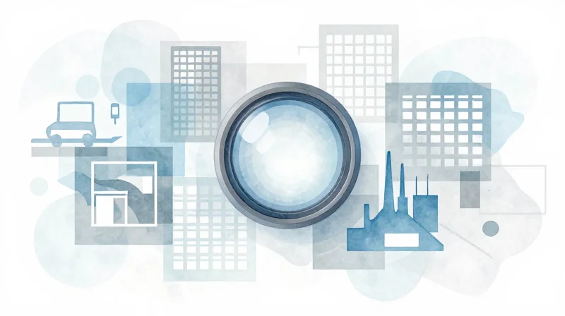 Industry Use Cases: Beyond Perimeter Security Abstract representation of smart camera technology observing diverse environments