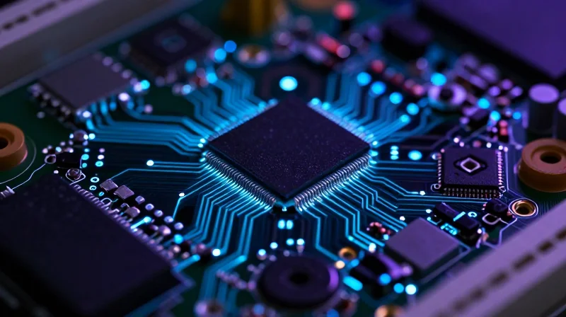Verification and Prototyping Procedures A close-up view of an electronic component being tested with heat sensing technology.