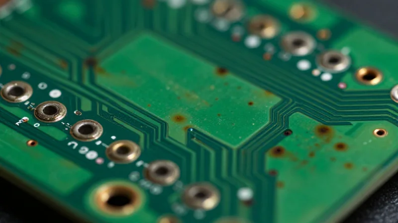 The Thermal Limitations of Standard FR4 Close-up of a damaged electronic circuit board showing signs of overheating and scorched components.