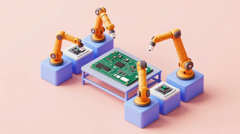 Design Challenges and Industry Best Practices Isometric view of a manufacturing assembly line for metal-core circuit boards.