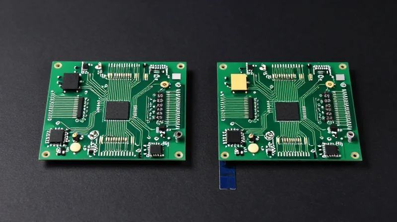 Two versions of a PCB design compared for efficiency