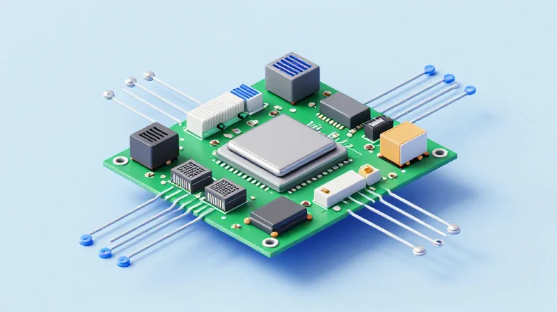 Understanding the Air Purifier Controller Ecosystem A detailed 3D isometric view of an electronic controller board for an air purifier with modular components
