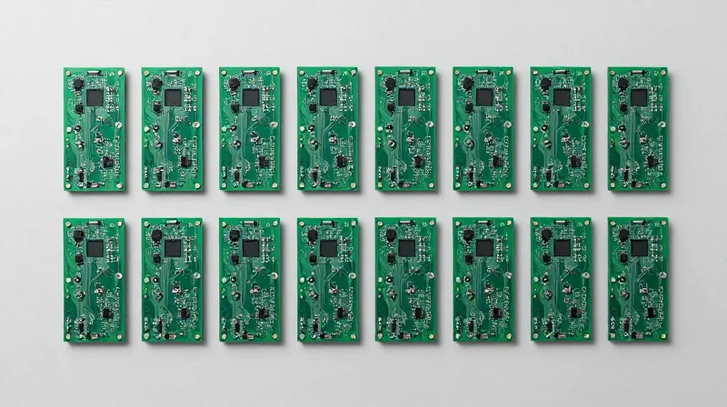 DFM Rules for High-Volume Assembly Efficiency Top-down view of organized circuit board panels ready for automated assembly