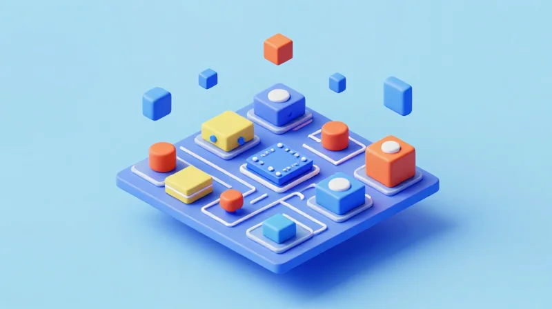Future-Proofing Your Product Roadmap Isometric 3D representation of modular hardware components assembling.