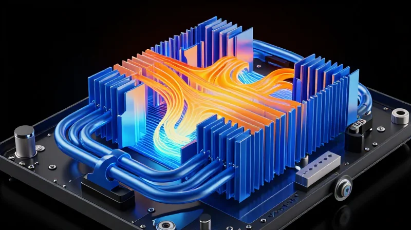 Thermal Management in Compact Enclosures Thermal management concept with heat dissipation components on a board