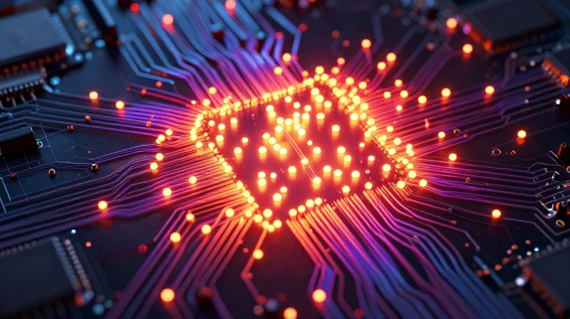 The Anatomy of Reliability in Extreme Environments A thermal visualization showing heat dissipation across a high-density circuit board inside a compact device housing.