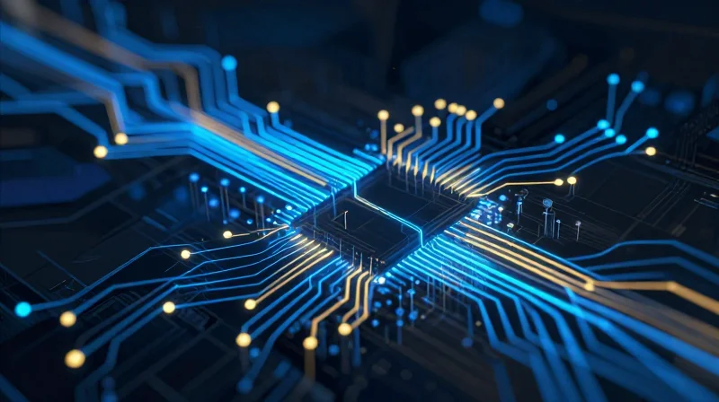 The Importance of Advanced Testing Protocols Abstract visualization of glowing data points and electrical signals traveling through a circuit.