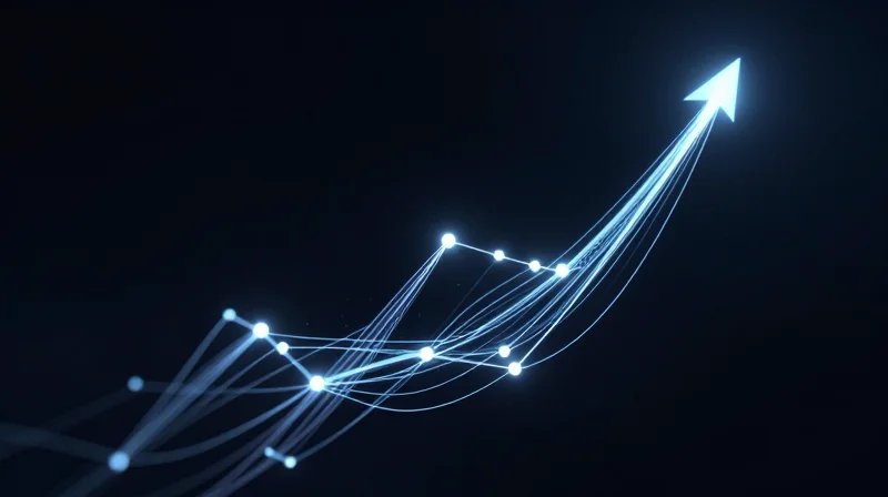 Quantifying the Five-Year ROI Model Abstract visual concept of rising trends and data optimization