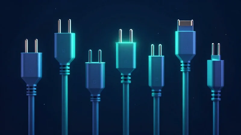 Abstract representation of multiple charging cables and connection ports glowing in harmony
